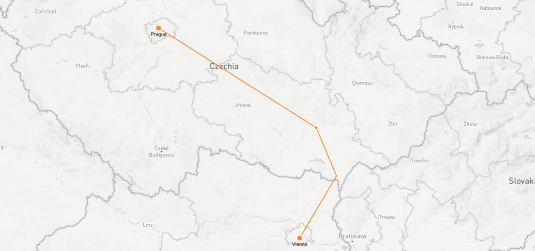 Vienna to Prague Railway Map
