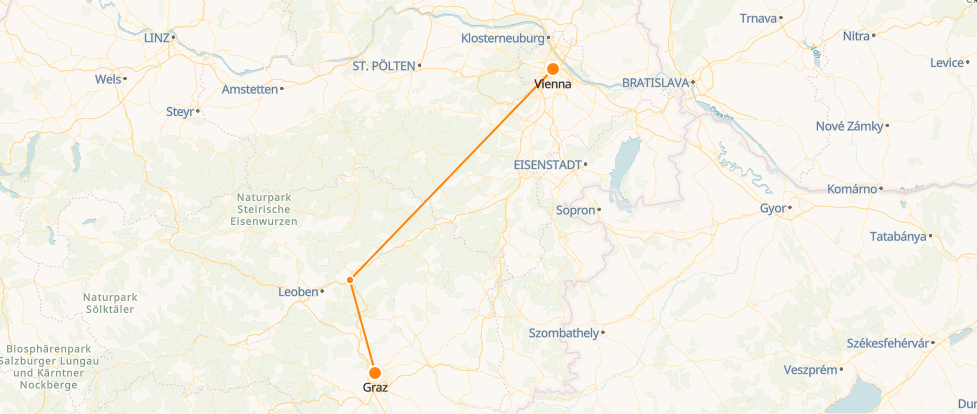 Graz to Vienna Railway Map