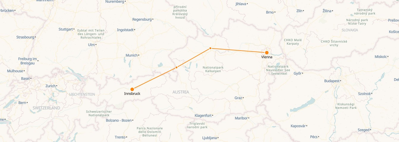 Vienna to Budapest Railway Map